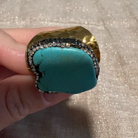 Baublebar Globetrotter Turquoise Gold Ring Size 7 - Picture 6 of 7